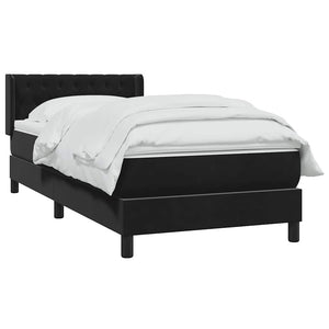 Κρεβάτι Boxspring με Στρώμα Μαύρο 90x220 εκ. Βελούδινο