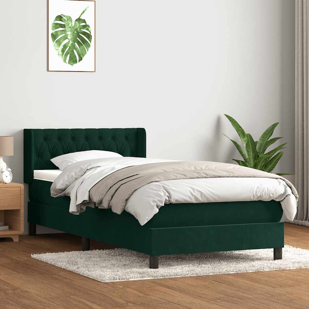 Box Spring κρεβάτι με στρώμα σκούρο πράσινο 90x220 cm Velvet - Pakobazaar
