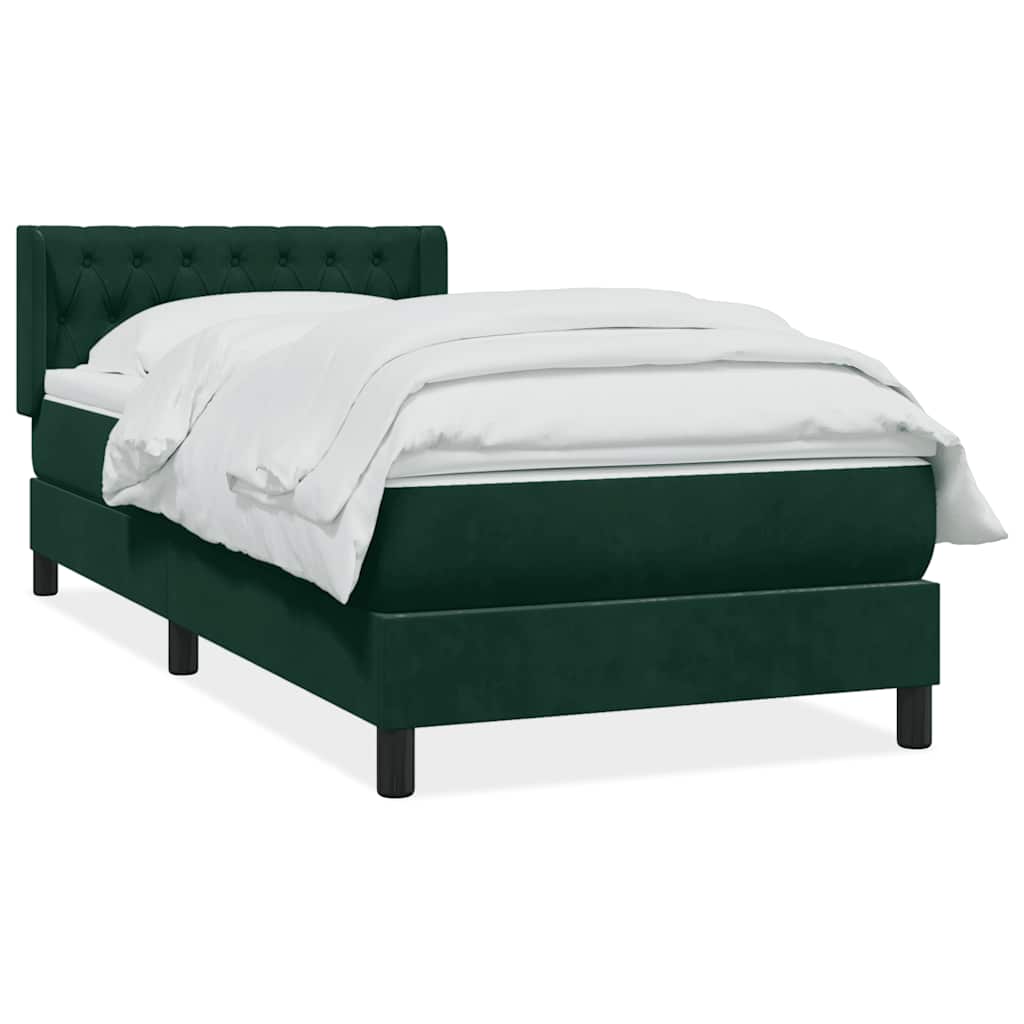 Box Spring κρεβάτι με στρώμα σκούρο πράσινο 90x220 cm Velvet - Pakobazaar