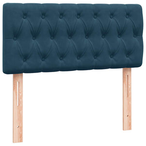 Κρεβάτι Boxspring με Στρώμα Σκούρο Μπλε 90x220 εκ. Βελούδινο - Pakobazaar