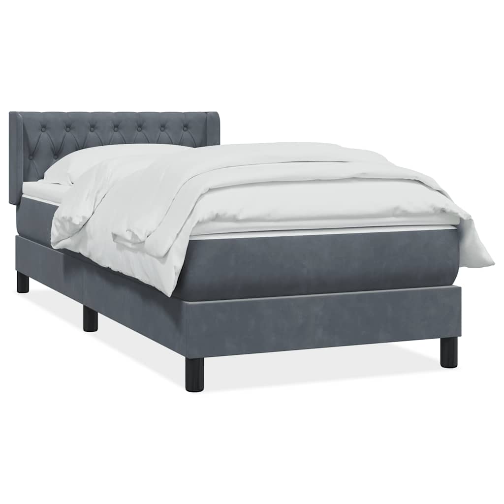 Box Spring Κρεβάτι με στρώμα Σκούρο γκρι 100x220 εκ. Βελούδινο - Pakobazaar