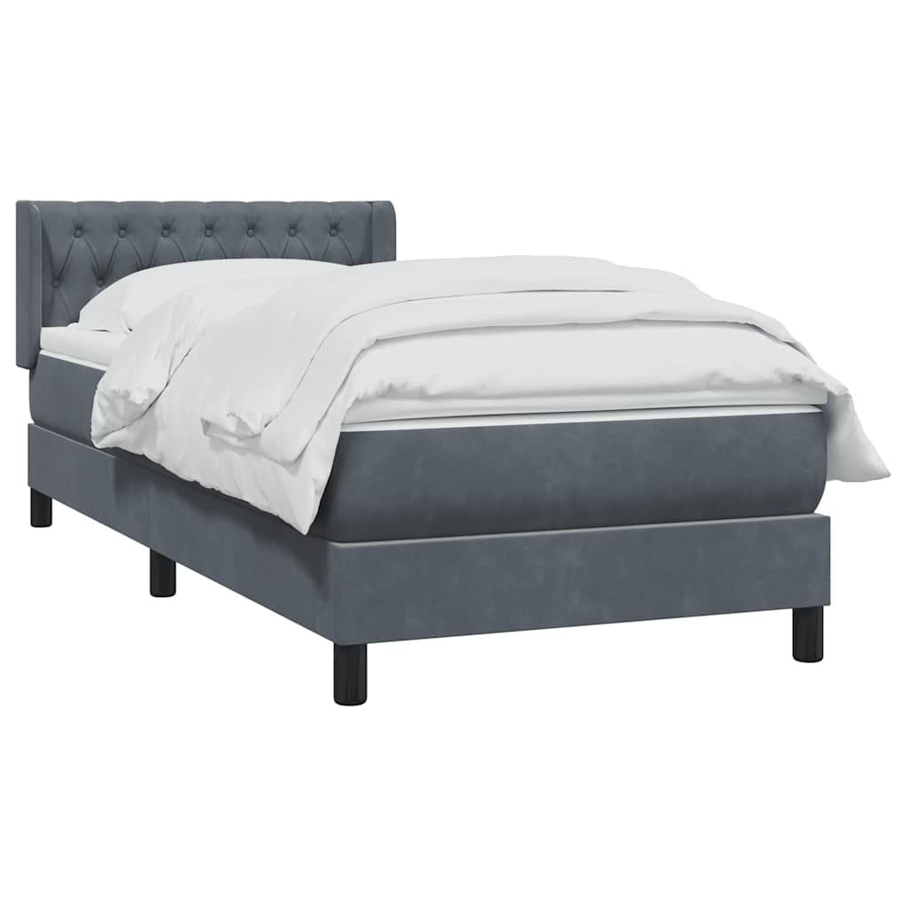 Box Spring Κρεβάτι με στρώμα Σκούρο γκρι 100x220 εκ. Βελούδινο - Pakobazaar