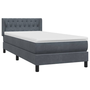 Box Spring Κρεβάτι με στρώμα Σκούρο γκρι 100x220 εκ. Βελούδινο - Pakobazaar