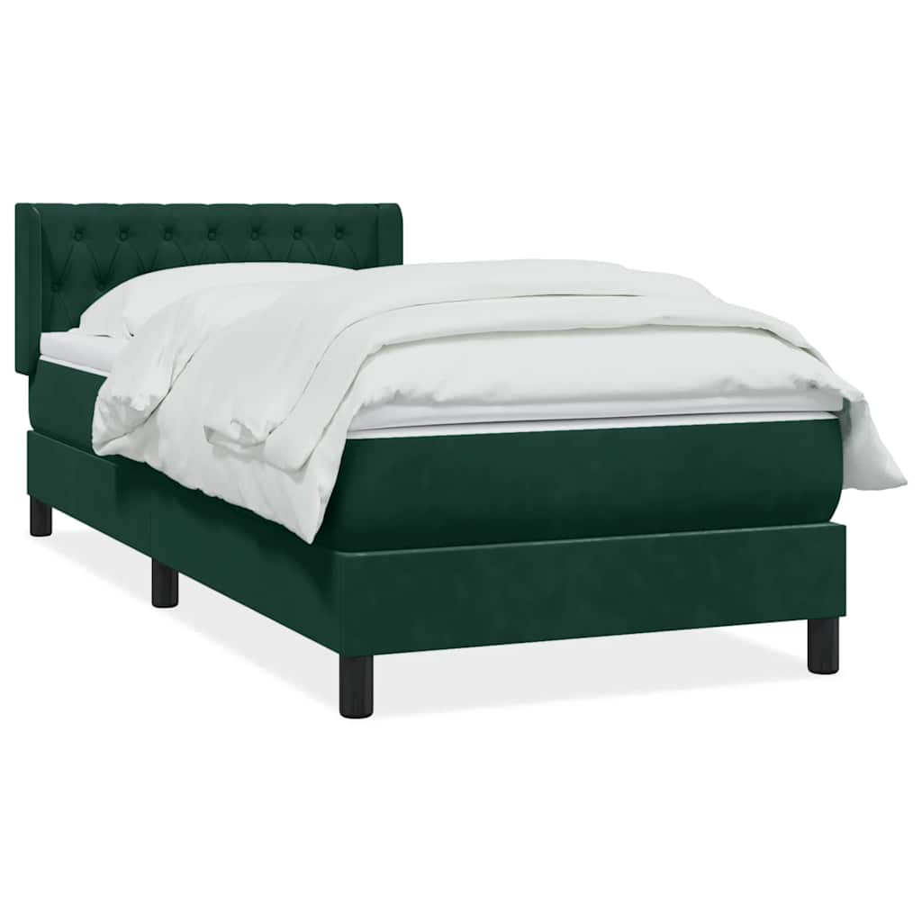 Box Spring κρεβάτι με στρώμα σκούρο πράσινο 100x220cm Βελούδινο - Pakobazaar