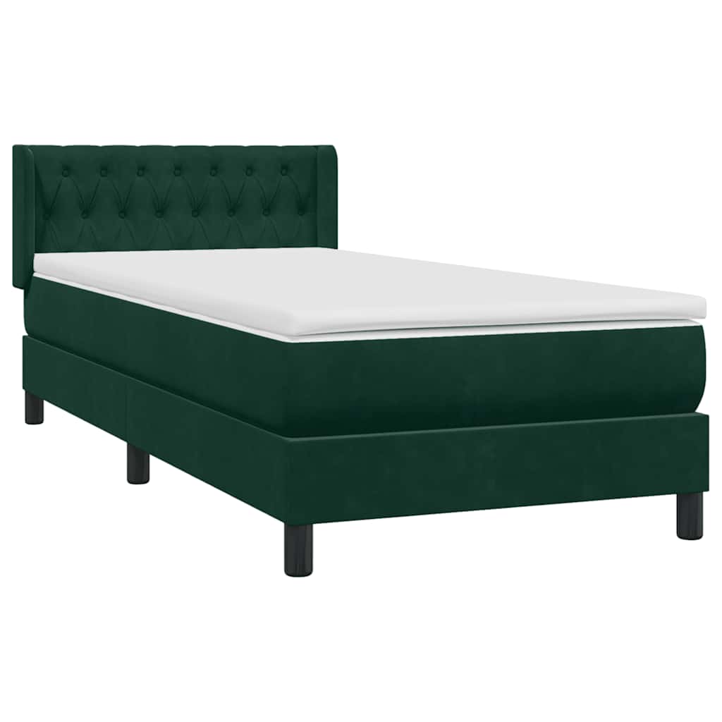 Box Spring κρεβάτι με στρώμα σκούρο πράσινο 100x220cm Βελούδινο - Pakobazaar