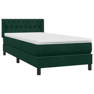 Box Spring κρεβάτι με στρώμα σκούρο πράσινο 100x220cm Βελούδινο - Pakobazaar