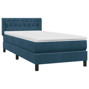 Box Spring κρεβάτι με στρώμα σκούρο μπλε 100x220 cm Βελούδινο - Pakobazaar