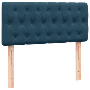 Box Spring κρεβάτι με στρώμα σκούρο μπλε 100x220 cm Βελούδινο - Pakobazaar