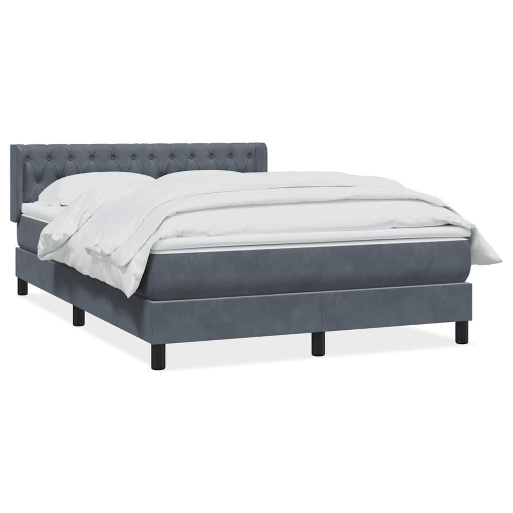 Box Spring Κρεβάτι με στρώμα Σκούρο γκρι 140x220 cm Βελούδινο - Pakobazaar