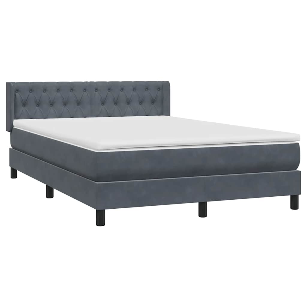Box Spring Κρεβάτι με στρώμα Σκούρο γκρι 140x220 cm Βελούδινο - Pakobazaar