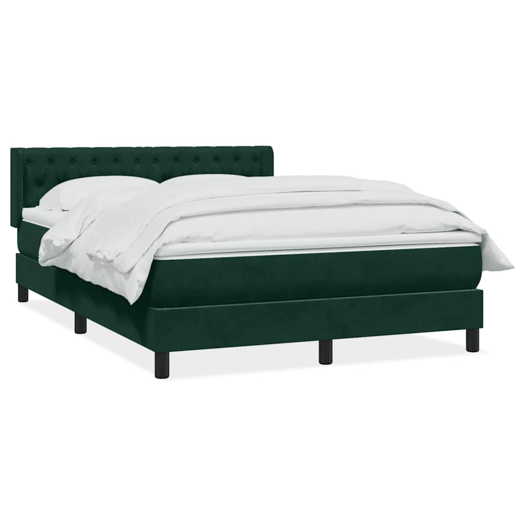 Box Spring Κρεβάτι με στρώμα Σκούρο πράσινο 140x220cm Βελούδινο