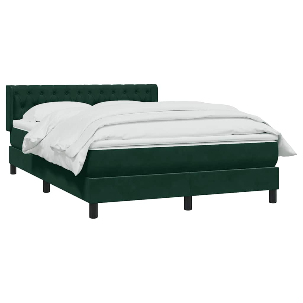 Box Spring Κρεβάτι με στρώμα Σκούρο πράσινο 140x220cm Βελούδινο