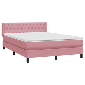 Box Spring κρεβάτι με στρώμα ροζ 140x220 cm Βελούδινο - Pakobazaar