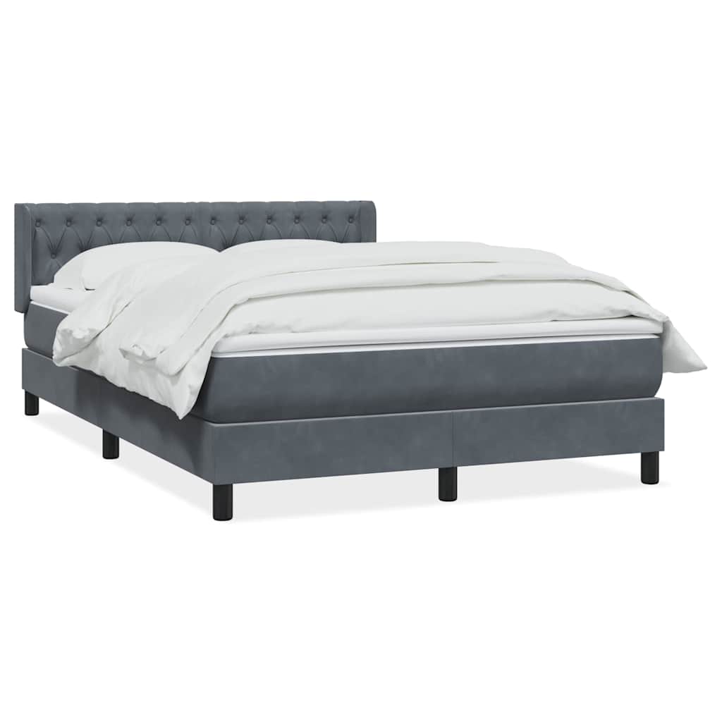 Box Spring Κρεβάτι με στρώμα Σκούρο γκρι 160x220 cm Βελούδινο - Pakobazaar