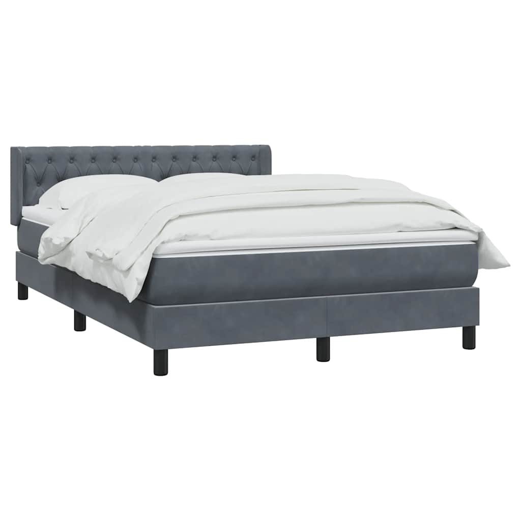 Box Spring Κρεβάτι με στρώμα Σκούρο γκρι 160x220 cm Βελούδινο - Pakobazaar