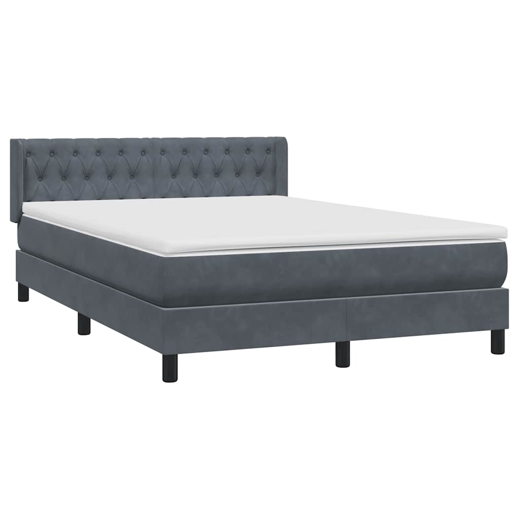 Box Spring Κρεβάτι με στρώμα Σκούρο γκρι 160x220 cm Βελούδινο - Pakobazaar