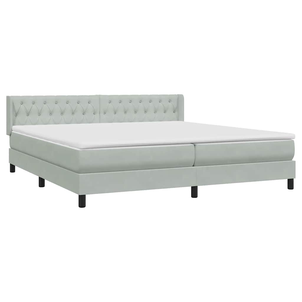 Box Spring κρεβάτι με στρώμα ανοιχτό γκρι 180x220 cm Βελούδινο - Pakobazaar