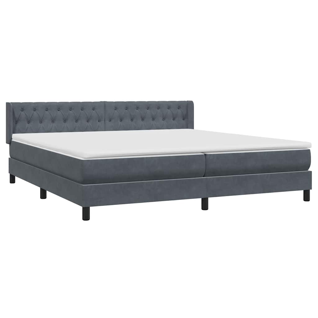 Box Spring Κρεβάτι με στρώμα Σκούρο γκρι 180x220 εκ. Βελούδινο
