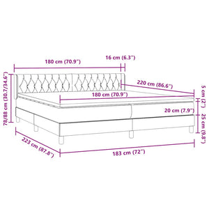 Box Spring Κρεβάτι με στρώμα Μαύρο 180x220 cm Βελούδινο
