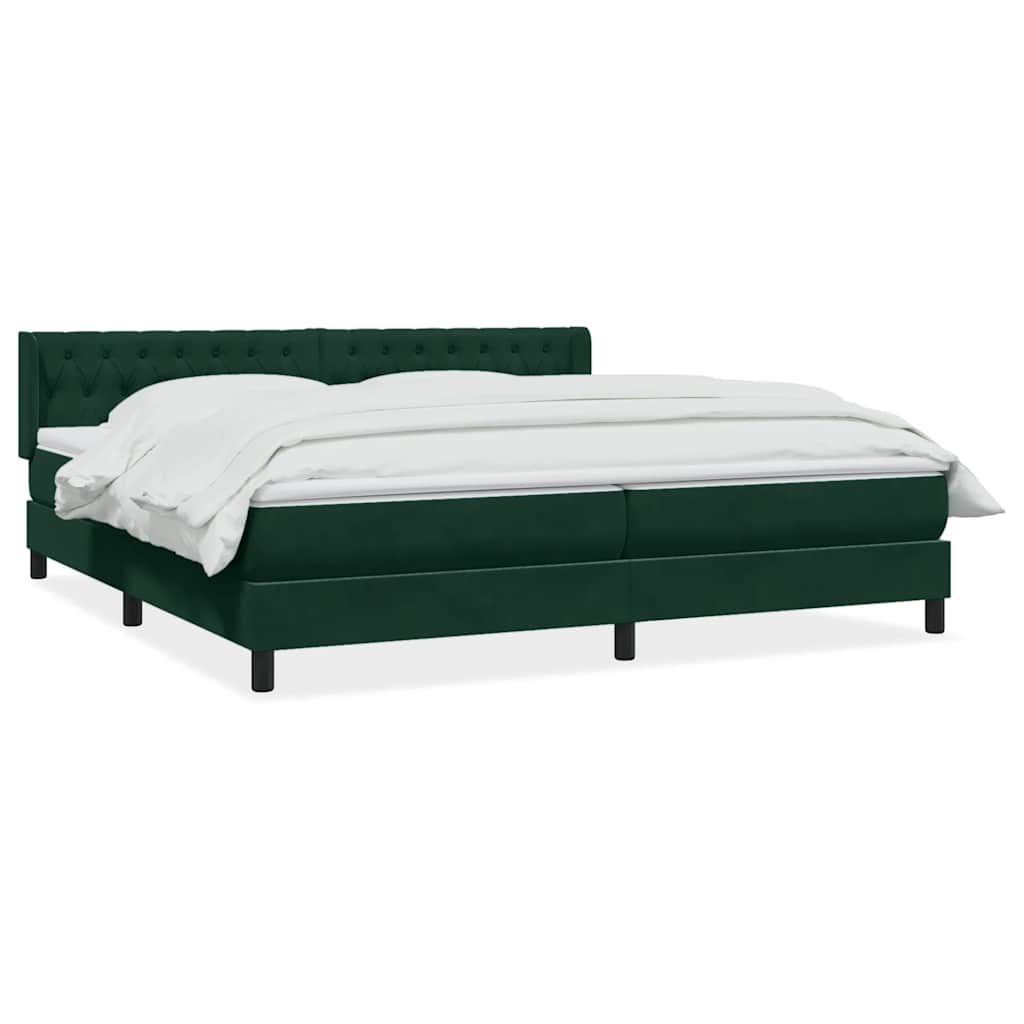 Box Spring κρεβάτι με στρώμα σκούρο πράσινο 180x220cm Βελούδινο - Pakobazaar