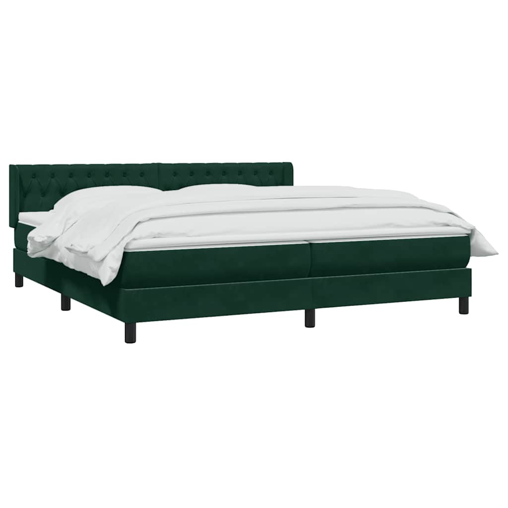 Box Spring κρεβάτι με στρώμα σκούρο πράσινο 180x220cm Βελούδινο - Pakobazaar