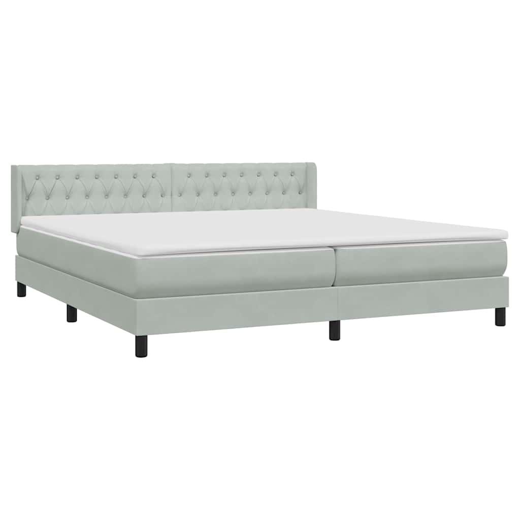 Box Spring κρεβάτι με στρώμα ανοιχτό γκρι 200x220 εκ. Βελούδινο - Pakobazaar