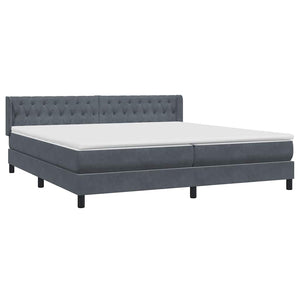 Box Spring Κρεβάτι με στρώμα Σκούρο γκρι 200x220 cm Βελούδινο - Pakobazaar