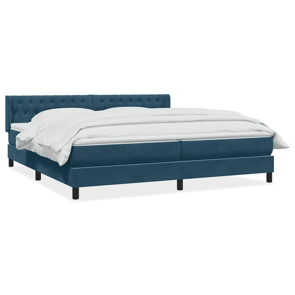 Box Spring κρεβάτι με στρώμα σκούρο μπλε 200x220 cm Βελούδινο - Pakobazaar