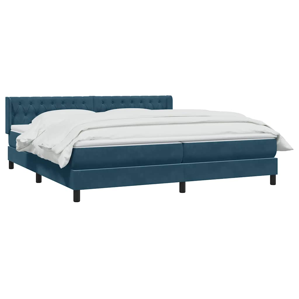 Box Spring κρεβάτι με στρώμα σκούρο μπλε 200x220 cm Βελούδινο - Pakobazaar