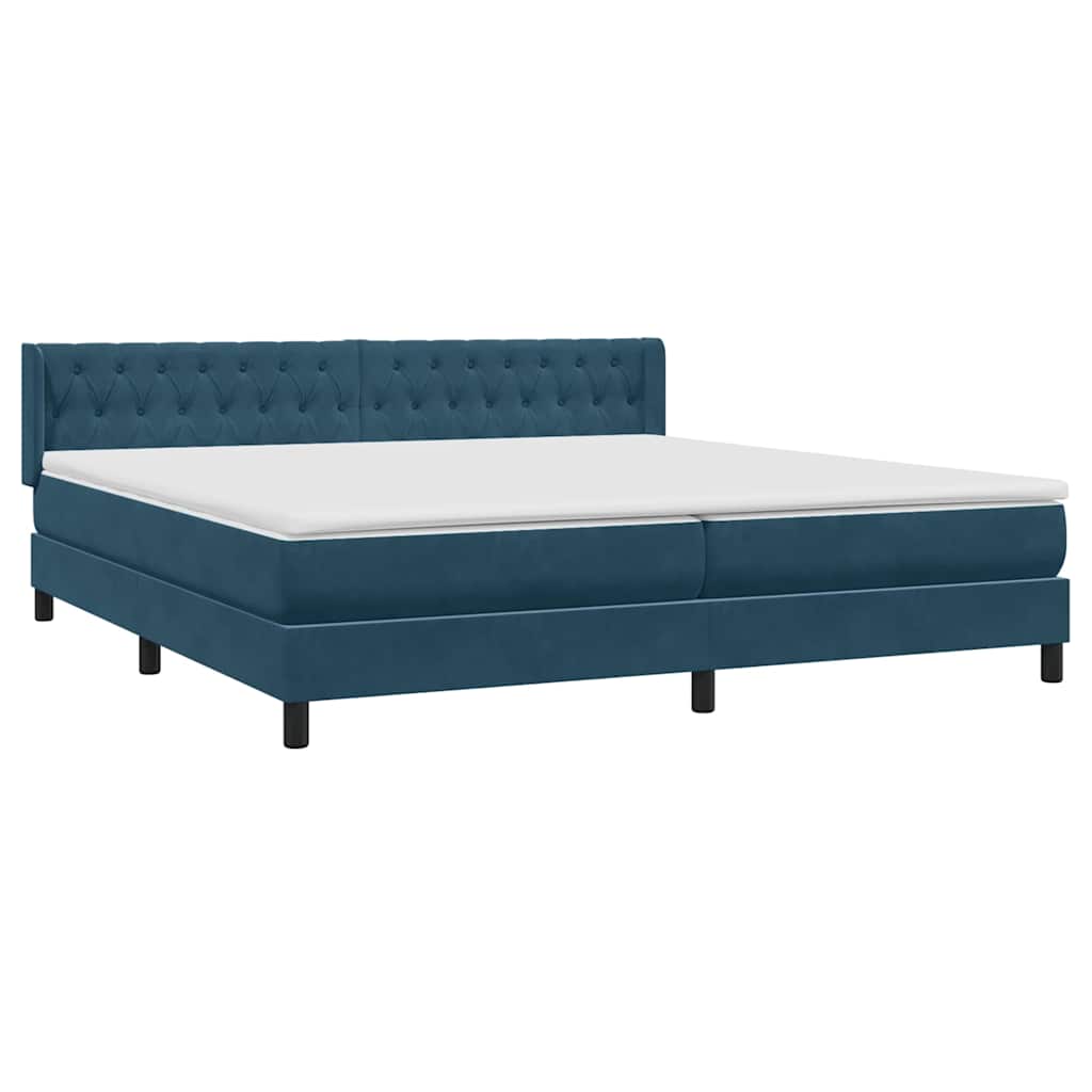 Box Spring κρεβάτι με στρώμα σκούρο μπλε 200x220 cm Βελούδινο - Pakobazaar
