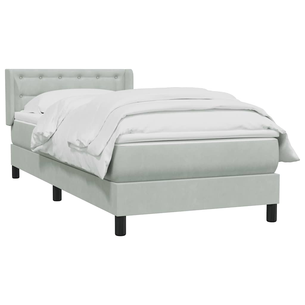 Κρεβάτι Boxspring με Στρώμα Ανοιχτό Γκρι 80x210 εκ. Βελούδινο