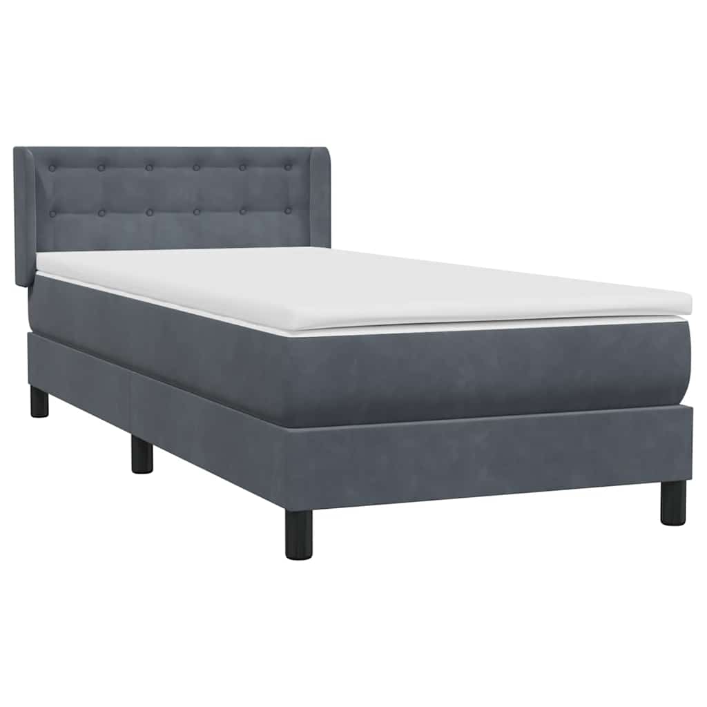 Box Spring Κρεβάτι με στρώμα Σκούρο γκρι 80x210 εκ. Βελούδινο