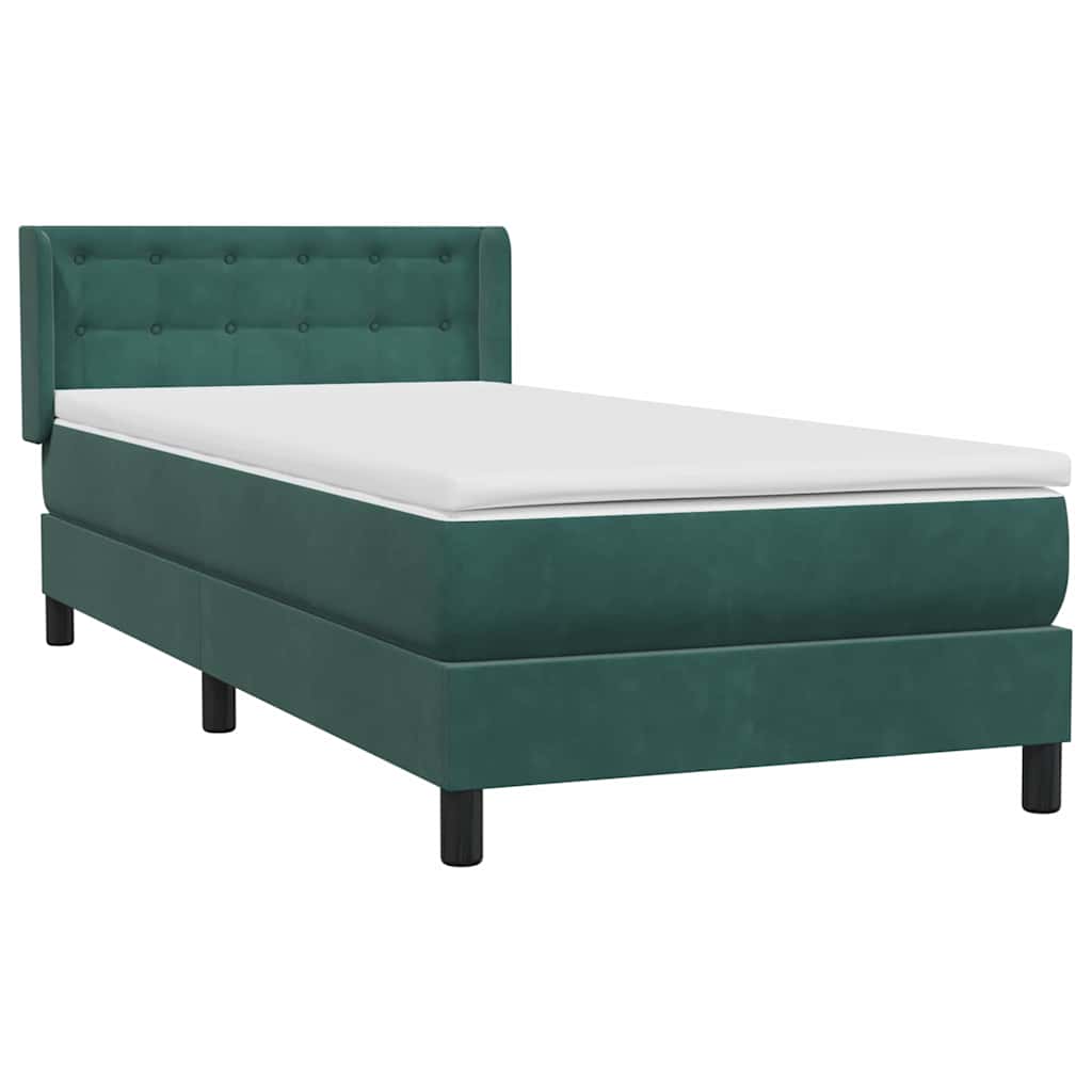 Box Spring Κρεβάτι με στρώμα Σκούρο πράσινο 80x210 cm Velvet - Pakobazaar