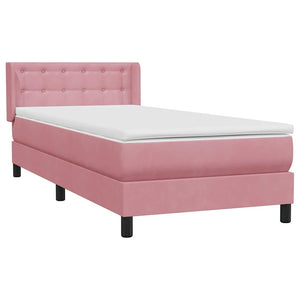 Box Spring κρεβάτι με στρώμα ροζ 80x210 εκ. Βελούδινο - Pakobazaar