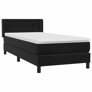 Κρεβάτι Boxspring με Στρώμα Μαύρο 90x210 εκ. Βελούδινο - Pakobazaar