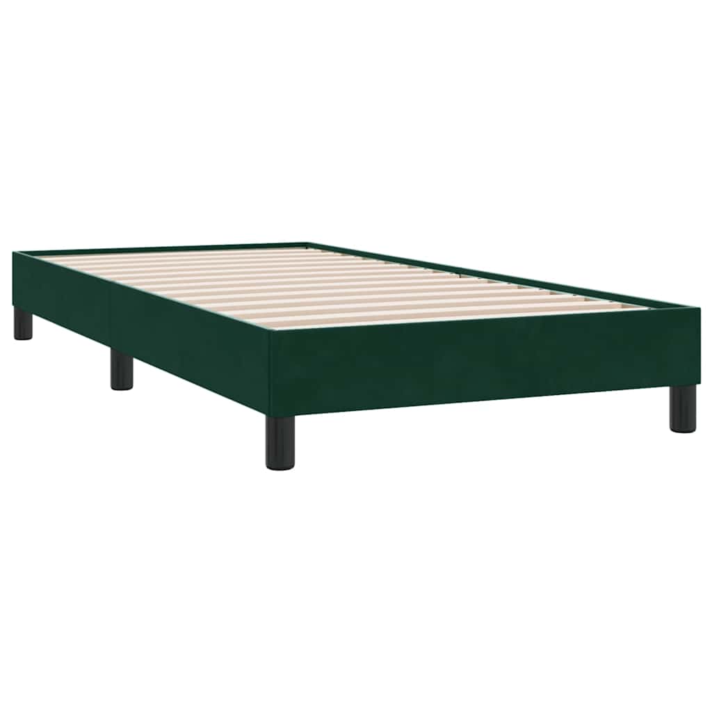 Box Spring κρεβάτι με στρώμα σκούρο πράσινο 90x210εκ. Βελούδινο