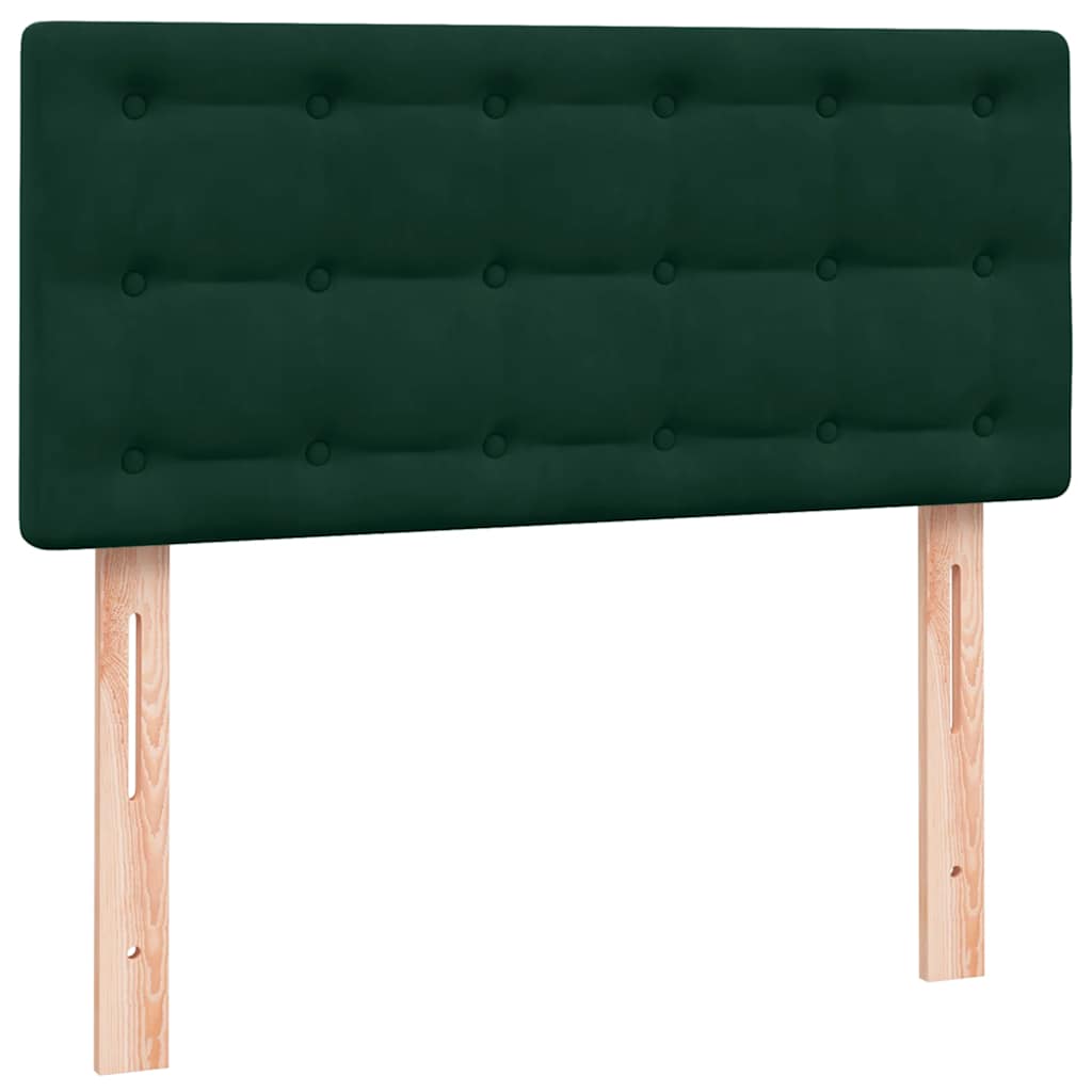 Box Spring κρεβάτι με στρώμα σκούρο πράσινο 90x210εκ. Βελούδινο