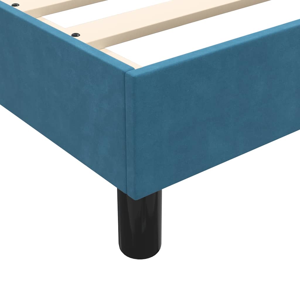 Box Spring κρεβάτι με στρώμα σκούρο μπλε 90x210 εκ. Βελούδινο