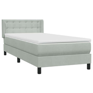 Κρεβάτι Boxspring με Στρώμα Ανοιχτό Γκρι 100x210 εκ. Βελούδινο - Pakobazaar
