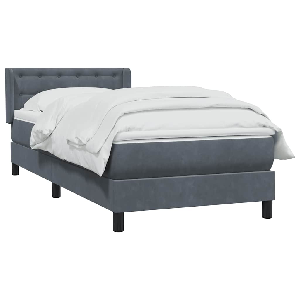 Κρεβάτι Boxspring με Στρώμα Σκούρο Γκρι 100x210 εκ. Βελούδινο - Pakobazaar