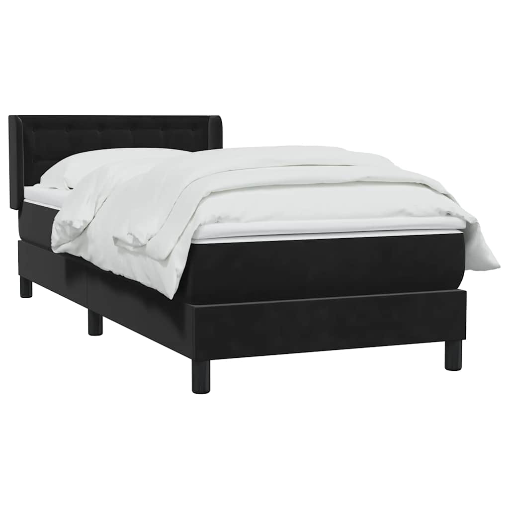 Box Spring Κρεβάτι με στρώμα Μαύρο 100x210 cm Βελούδινο - Pakobazaar