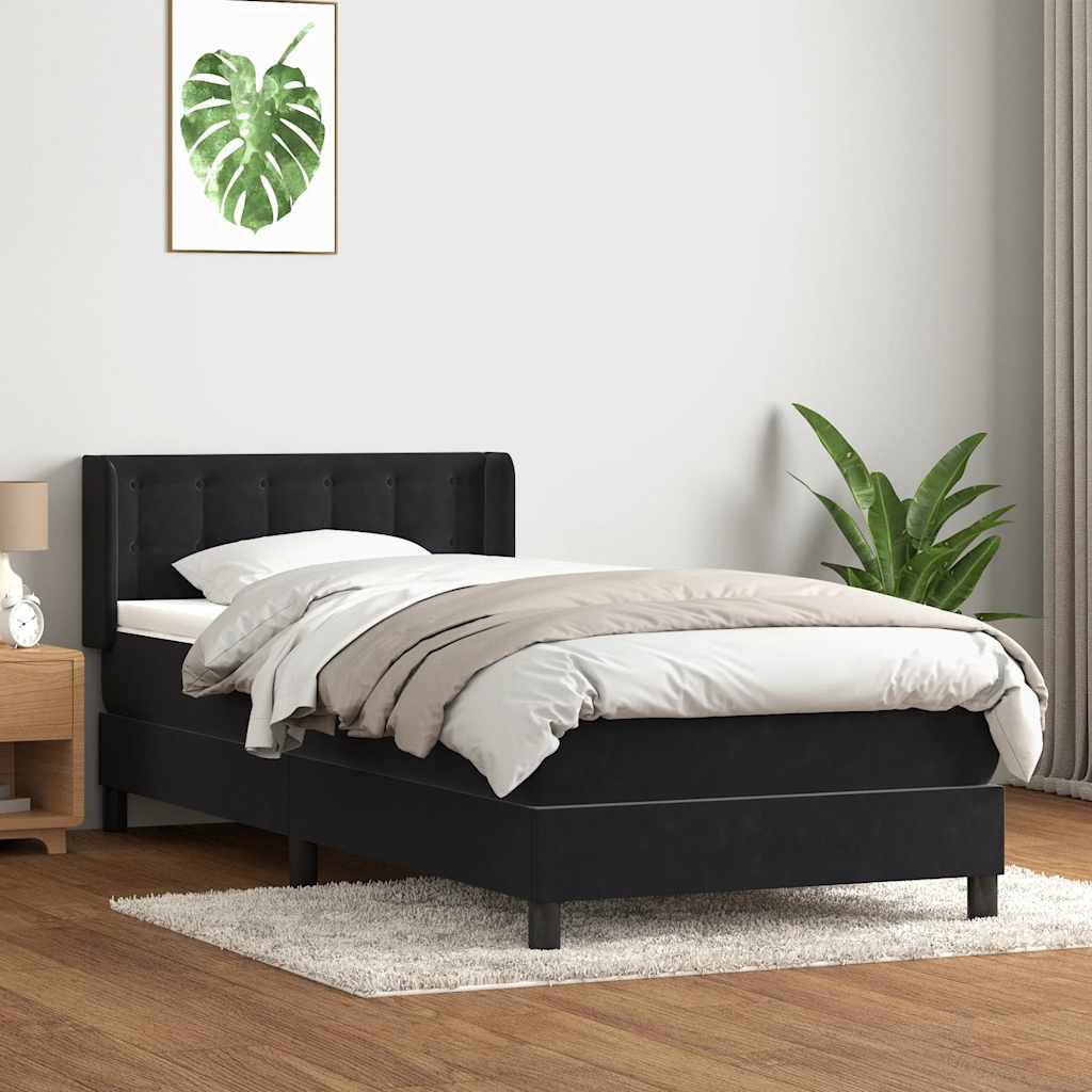 Box Spring Κρεβάτι με στρώμα Μαύρο 100x210 cm Βελούδινο - Pakobazaar