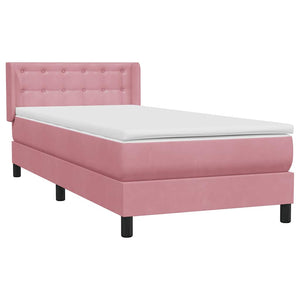 Κρεβάτι Boxspring με Στρώμα Ροζ 100x210 εκ. Βελούδινο