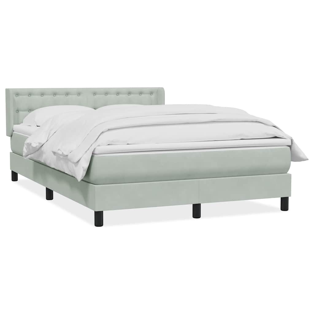 Κρεβάτι Boxspring με Στρώμα Ανοιχτό Γκρι 140x210 εκ. Βελούδινο - Pakobazaar