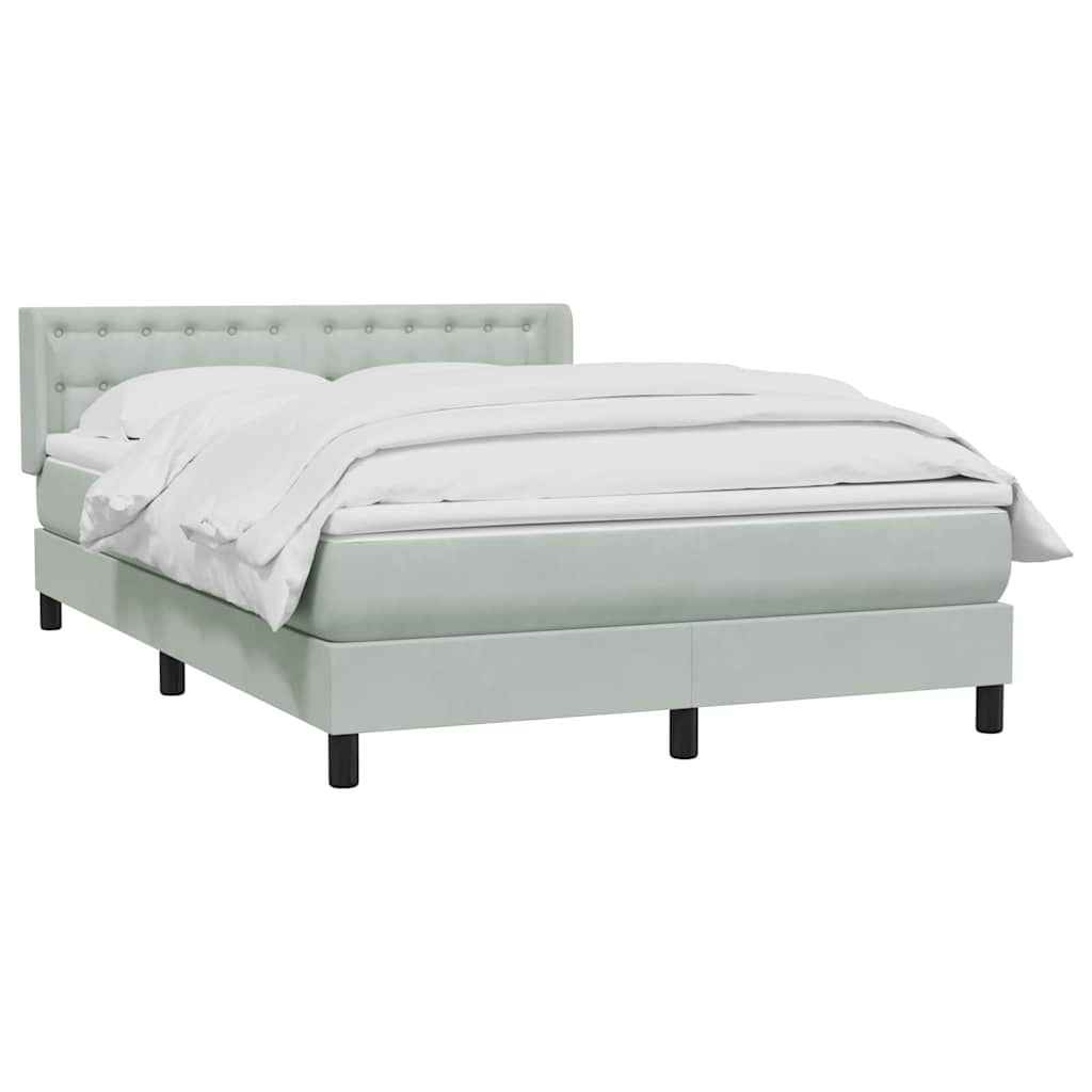 Κρεβάτι Boxspring με Στρώμα Ανοιχτό Γκρι 140x210 εκ. Βελούδινο - Pakobazaar