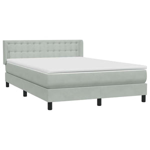 Κρεβάτι Boxspring με Στρώμα Ανοιχτό Γκρι 140x210 εκ. Βελούδινο - Pakobazaar