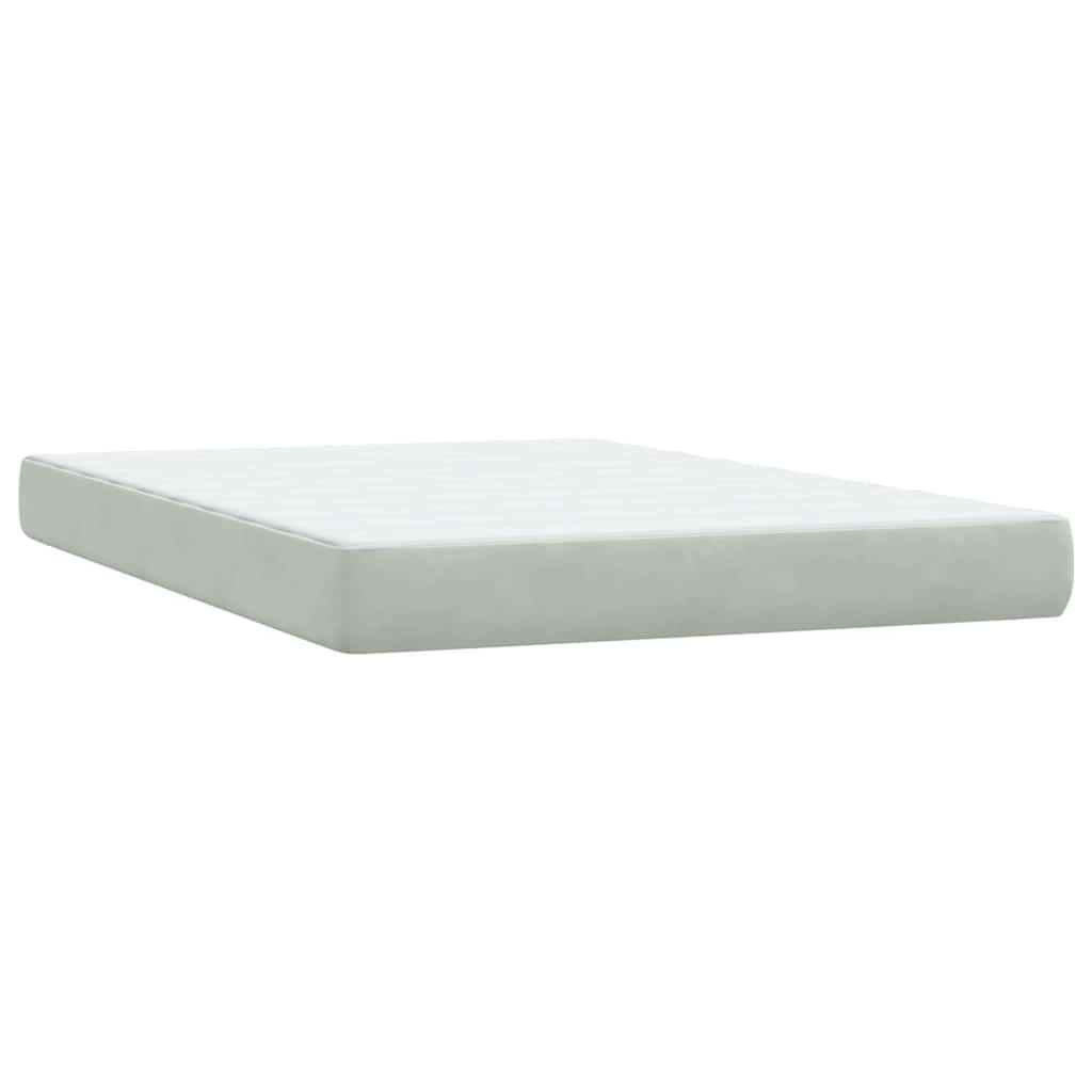 Κρεβάτι Boxspring με Στρώμα Ανοιχτό Γκρι 140x210 εκ. Βελούδινο - Pakobazaar