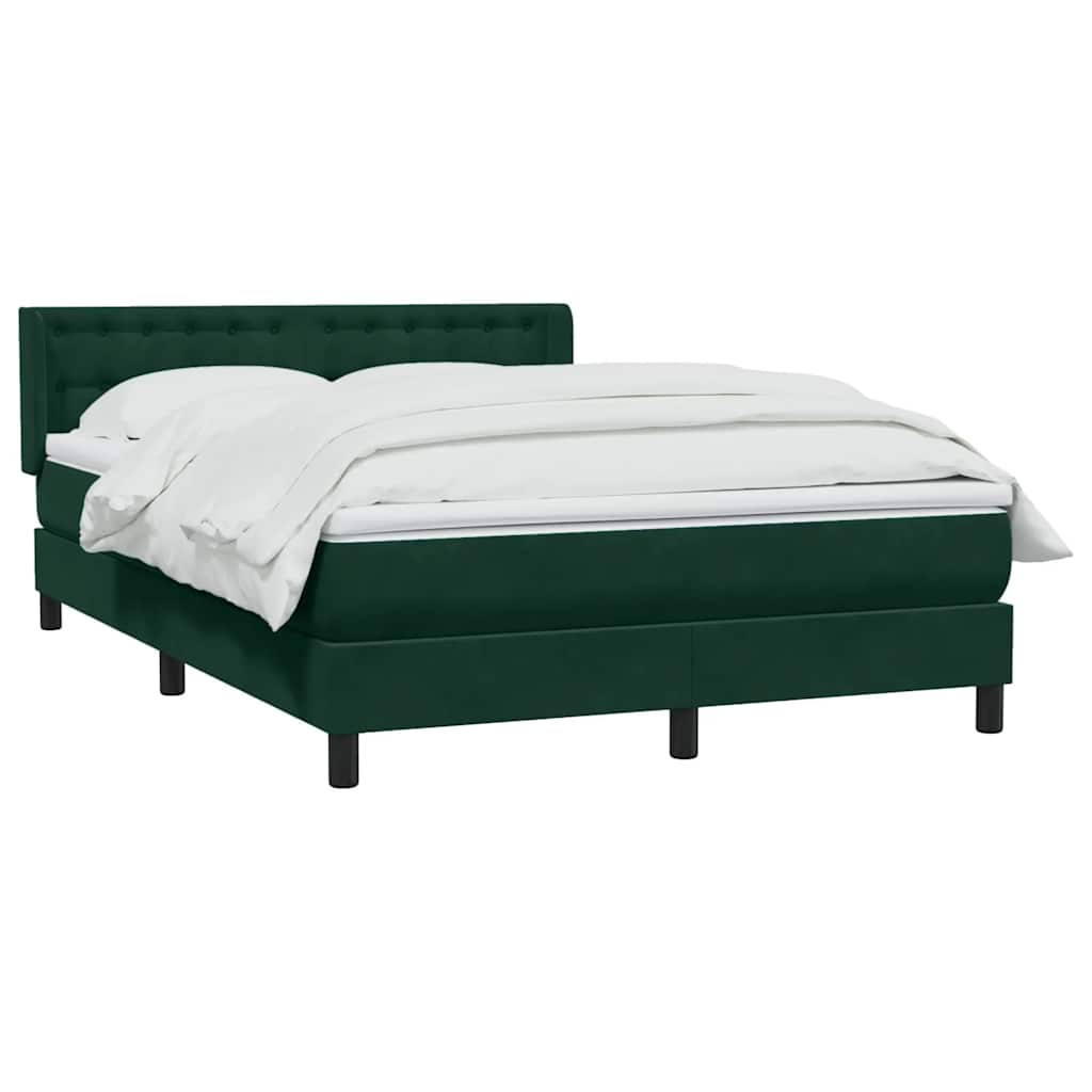 Κρεβάτι Boxspring με Στρώμα Σκούρο Πράσινο 140x210εκ. Βελούδινο