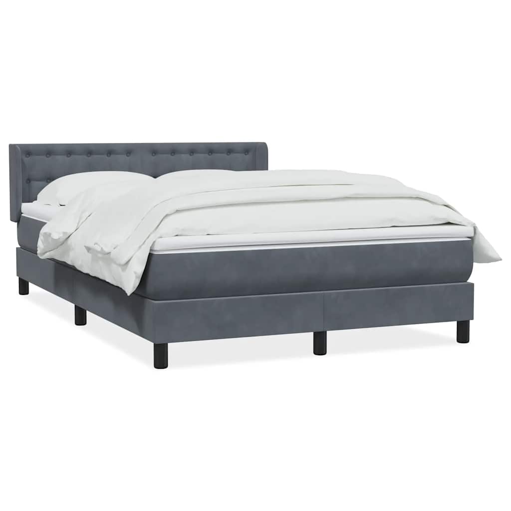 Κρεβάτι Boxspring με Στρώμα Σκούρο Γκρι 160x210 εκ. Βελούδινο - Pakobazaar