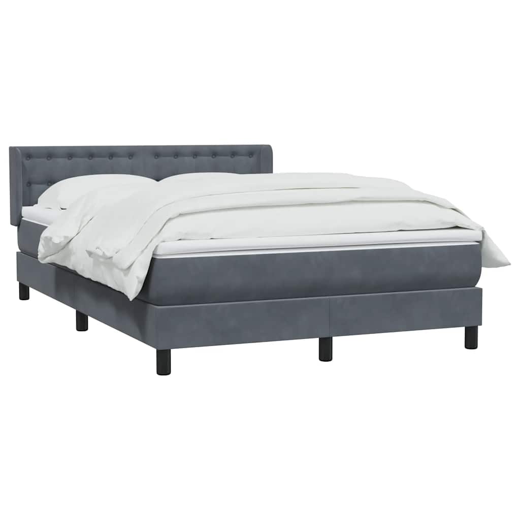 Κρεβάτι Boxspring με Στρώμα Σκούρο Γκρι 160x210 εκ. Βελούδινο - Pakobazaar